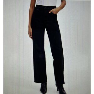 MADEWELL $138 The Perfect Vintage Wide-Leg Jeans in Black Rinse Wash Size 28